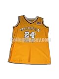 Yellow No. 24 Game Used Michigan Tech Russell Basketball Jersey