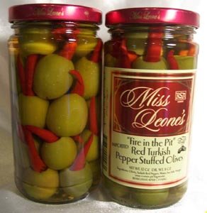 Fire in the Pit Stuffed Spanish Queen Olives 12 oz. Jar by Leonard Mountain