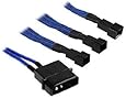 BitFenix Alchemy Multisleeve 4-Pin 20cm Molex to Triple 3-Pin 5V Fan Adapter - Blue Sleeve/Black Connector (BFA-MSC-M33F5VBK-RP)