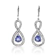 Earrings With 5.37ctw Precious Stones - Genuine Clean Diamonds and Tanzanites Well Made in 14K White Gold. Total item weight 8.40g Length 47.0mm