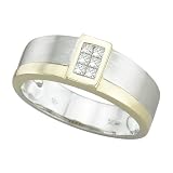 14K Two Tone Gold 1/5 ct. Princess Cut Diamond Men's Wedding Ring