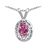 0.50 (1 2) cttw Genuine Oval Pink Tourmaline Pendant - 14kt White or Yellow Gold