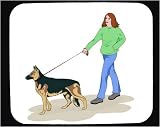Mouse Pad with German Shepherd, walking, rasta, woman, dog, animal, pet, verb, canine