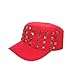Adjustable Cotton Military Style Studded Front Army Cap, Fuchsia Red