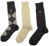 Polo Ralph Lauren Set of Three Men's Dress Socks: Brown, Tan, Argyle (Size 10-13)