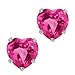 Gem Stone King 10K White Gold Pink Mystic Topaz Stud Earrings For Women (1.90 Cttw, Heart Shape 6MM)