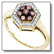 0.50 Carat Chocolate Brown And White Diamond 10K Yellow Gold Womens Ladies Wedding Anniversary Fashi