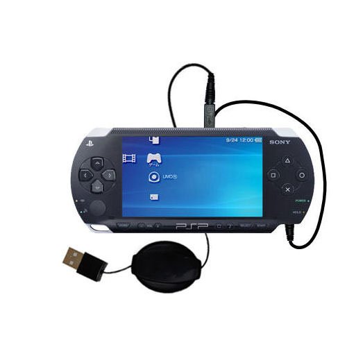 Retractable USB Cable for the Sony PSP with Power Hot Sync and Charge capabilities - Gomadic Brand w/ TipExchange Technology