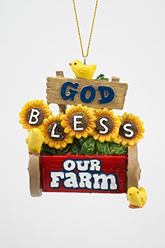 The JWM Collection God Bless Our Farm Hanging Resin Christmas Ornament