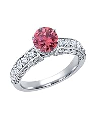 1.05 Ct Round Pink Diamond White Topaz 925 Sterling Silver Ring