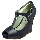 Pink Studio Womens Lenore Peep Toe T Strap Wedge