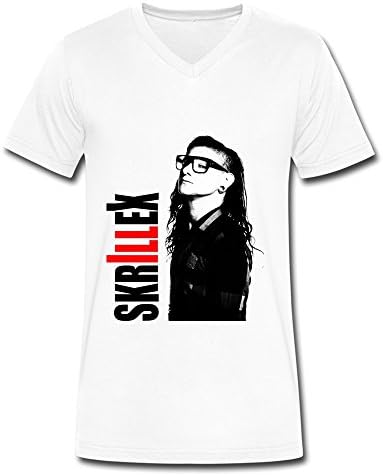 XUEJW Men's Skrillex Dj Cotton V T Shirt,L,white