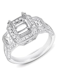 14K White Gold 0.66cttw Round Diamond Semi Mount Engagement Ring