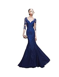 V-neck Applique Lace Mermaid Evening Dress/Bridesmaid Dress/Prom Dress/Wedding Party Dress 