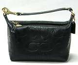 AUTHENTIC COACH SIGNATURE BLACK LEATHER SMALL TOP HANDLE POUCH 40160