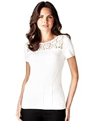 Per Una Lace Yoke Knitted Top