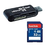 SanDisk 32GB SDHC Flash Memory Card (SDSDB-032G-B35) with 19-in-1 USB 2.0 Flash Memory Card Reader