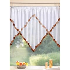 Kuvertstore Gardine mit Taftborte, 145x300, Braun, 20321
