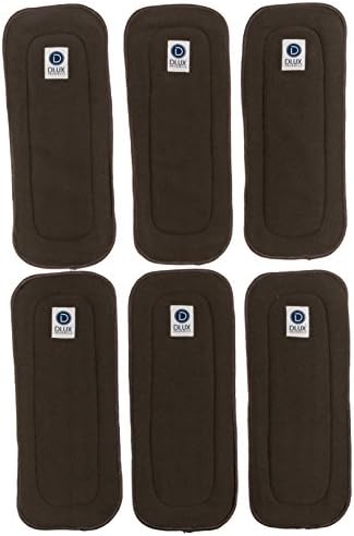 DLUX Products Newborn (11" X 5") Washable 5 Layer Charcoal Bamboo Cloth Diaper Inserts (Pack of 6)