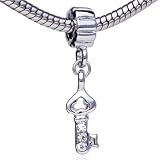 Pugster Pandora Style Bead Dangling Elegant Golden Key Pattern European Charm Bead Plated Fits Pandora Bracelet