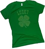 Lucky Shamrock (Gold) -- St. Patricks Day Crop Sleeve Fitted Juniors T-Shirt - Small