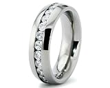 Titanium Channel Set Eternity Wedding Band in Sizes 6-8
