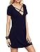 Haola Women's Cross Front Deep V Neck Mini Dress Short Sleeve Casual T-Shirt Dress