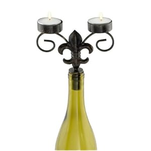 Fleur De Lis Wine Bottle Candelabra - Includes 2 Tealights by