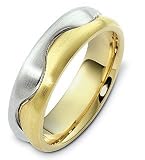 6.5mm Wide Wave Style Titanium & 18 Karat Yellow Gold Wedding Band
