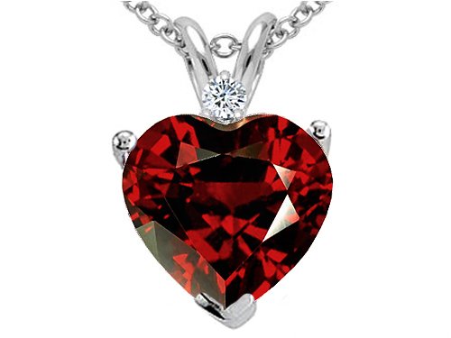 2.02 cts Genuine Garnet and Diamond Heart Pendant - 14kt White or Yellow Gold