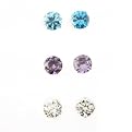 Cubic Zirconia Button Earring Trio - Multicolor