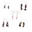 Set of 5 Chip Earrings - Amethyst, Garnet, Crystal Quartz, Rose Quartz, Tiger Eye - Silver Plated.