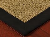 Harbor Basketweave Seagrass Rug 4x6 - Black, Cotton Binding - 4 Sizes Available