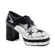 3 1/2 Inch Platform Shoes MENS SIZING Black Silver Glitter Costume Shoe Glitter Glam Rockstar