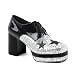 3 1/2 Inch Platform Shoes MENS SIZING Black Silver Glitter Costume Shoe Glitter Glam Rockstar