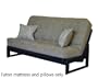 Full Size Futon Sofa Mattress Tufted in Grey Colored Fabric