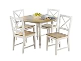 IMAGE OF Target Marketing Systems 5 Piece Virginia Dining Set, White/Natural