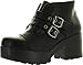 X2b Hayden-3 Women Round Toe Buckle Strap Side Zip Platform Chunky Ankle Booties