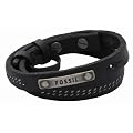 Fossil Herren-Armband Leder schwarz gewickelt Druckkn�pfe 46 cm JF86570040