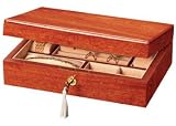 Ragar Locking Jewelry Box. Natural Mahogany Wood Chest for Ladies or Men