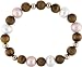 14k Yellow Gold 11-12mm Cultured Freshwater Pearl and Tiger's Eye Bead Bracelet