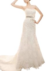 Strapless Spring Summer Fall Winter Sleeveless Belted Lace Mermaid Prom Dress 