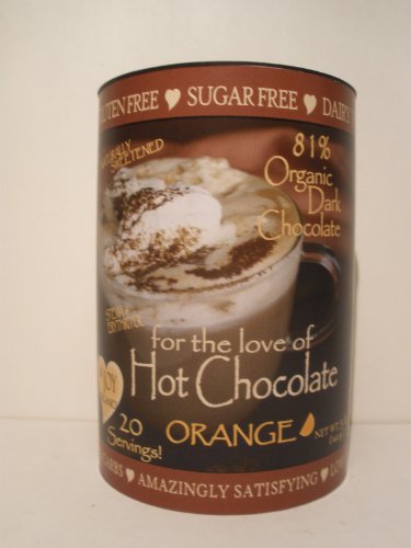 InJoy Organics, Organic, Dark Chocolate, Dairy Free, Sugar Free, Gluten Free, Hot Chocolate, Orange, 20 Servings