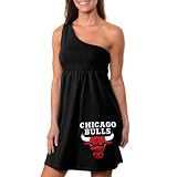 NCAA Chicago Bulls Ladies One Shoulder Fashion Dress - Black (Small)