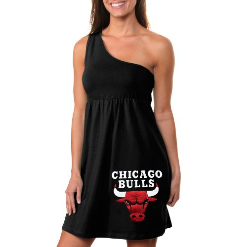 NCAA Chicago Bulls Ladies One Shoulder Fashion Dress - Black (Small)