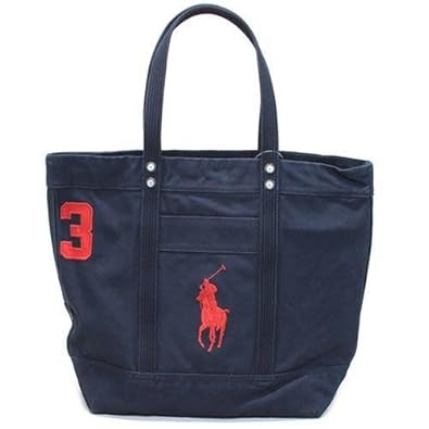 【クリックで詳細表示】ポロ ラルフローレン BIG PONY TOTE 405532853003 AVIATOR NAVY ファスナー付 キャンバス トートバッグ [並行輸入品]： シューズ＆バッグ：通販