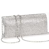 New SILVER CRYSTAL DIAMANTES EVENING CLUTCH WEDDING BAG