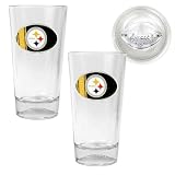 NFL Pittsburgh Steelers Two Piece Pint Ale Glass Set with Football Bottom - Oval Logo