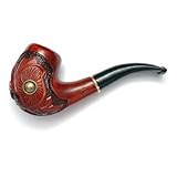 Pear Wood Hand Carved Tobacco Smoking Pipe Pearl + Pouch