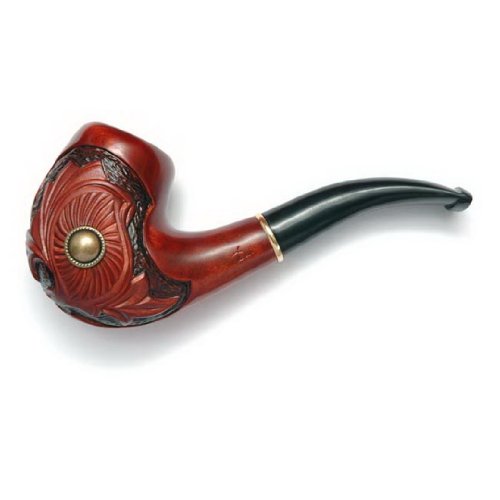 Pear Wood Hand Carved Tobacco Smoking Pipe Pearl + Pouch